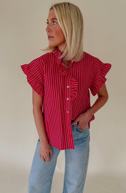 HEART SET STRIPED BLOUSE