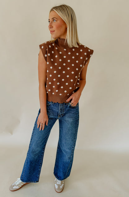 DOTTED SCALLOPED SWEATER TANK