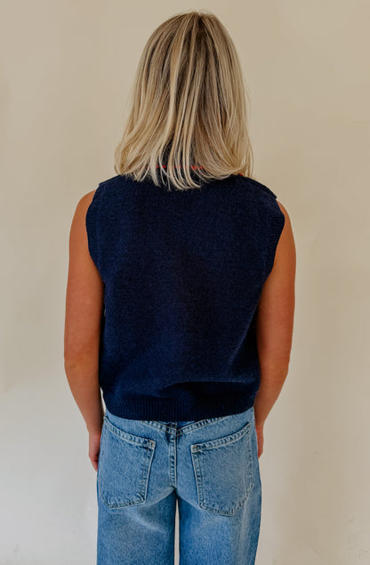 NAVY KNIT SWEATER TANK