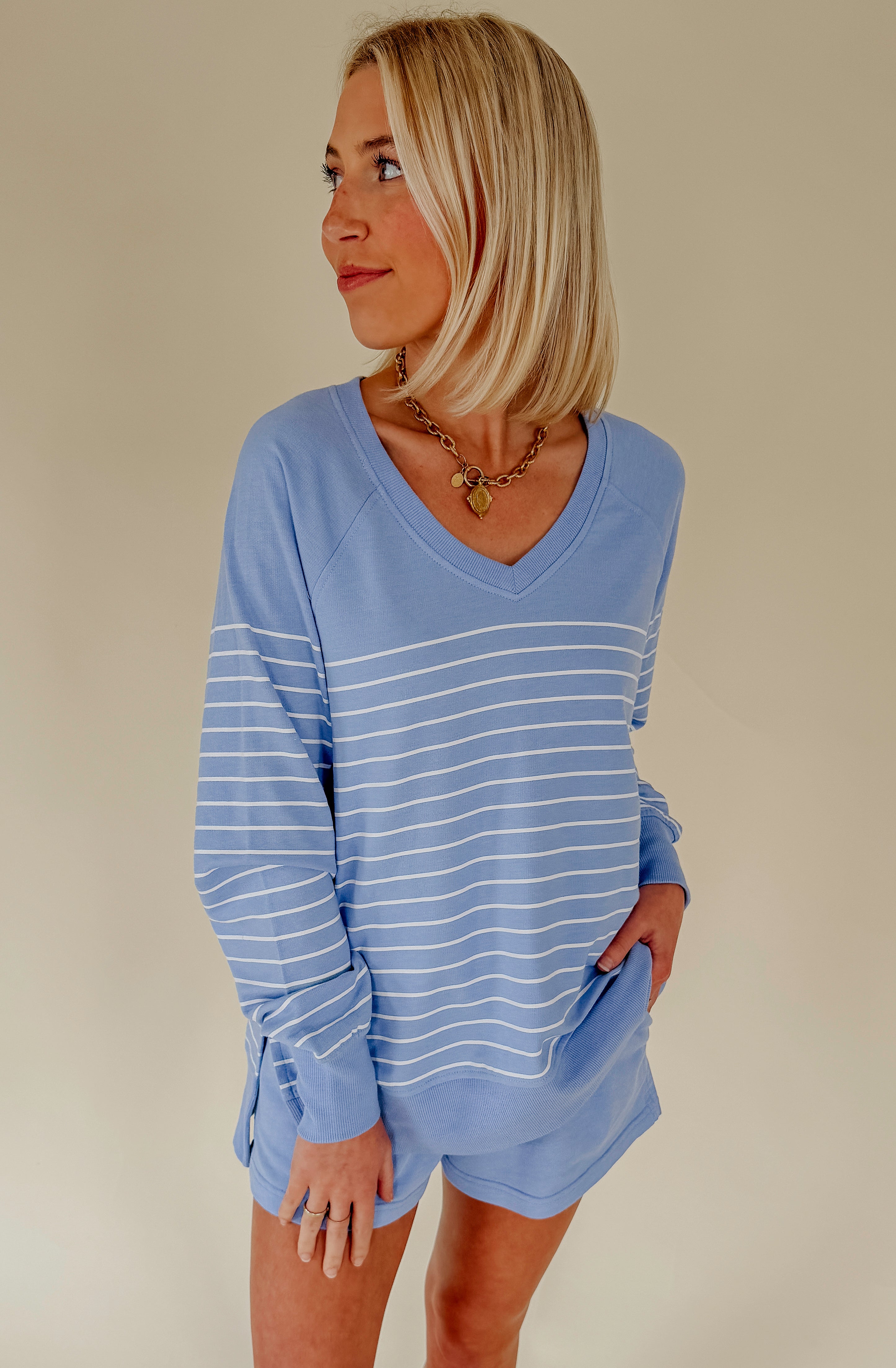 Z SUPPLY WEEKENDER STRIPE V NECK