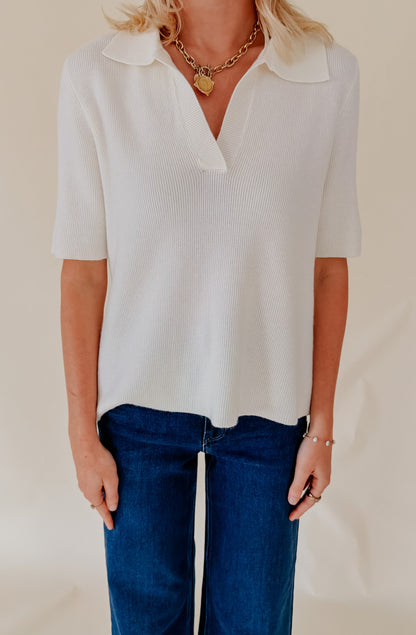 THE WREN KNIT POLO TOP