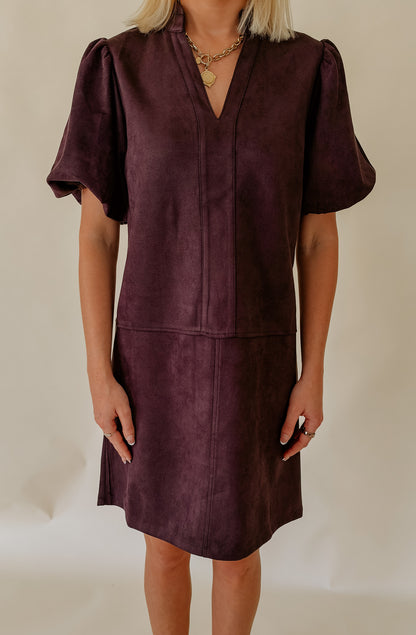 THE LENA FAUX SUEDE SHIFT DRESS