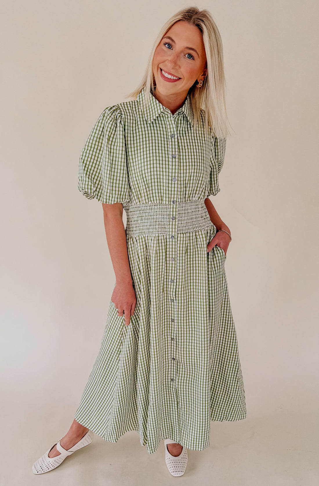WAY TO GO PLAID MIDI DRESS