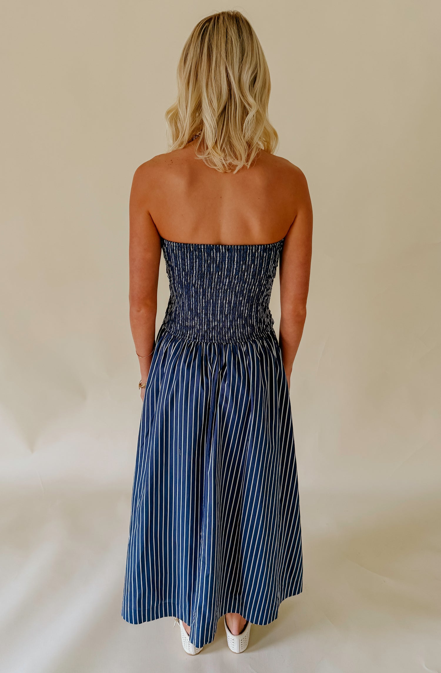 THE AMARA STRAPLESS MIDI DRESS