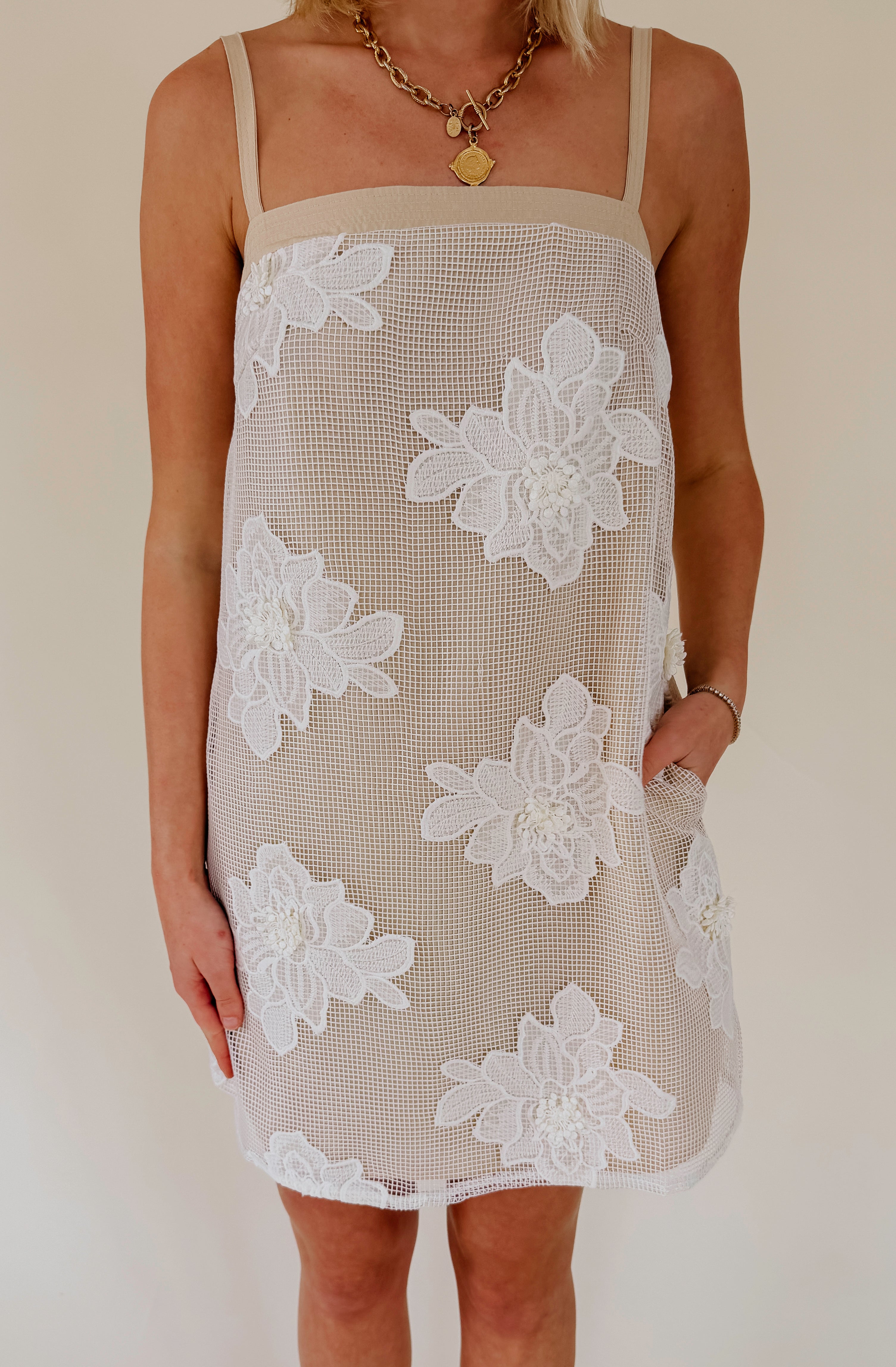 SHE IS THE MOMENT 3D FLORAL MINI DRESS