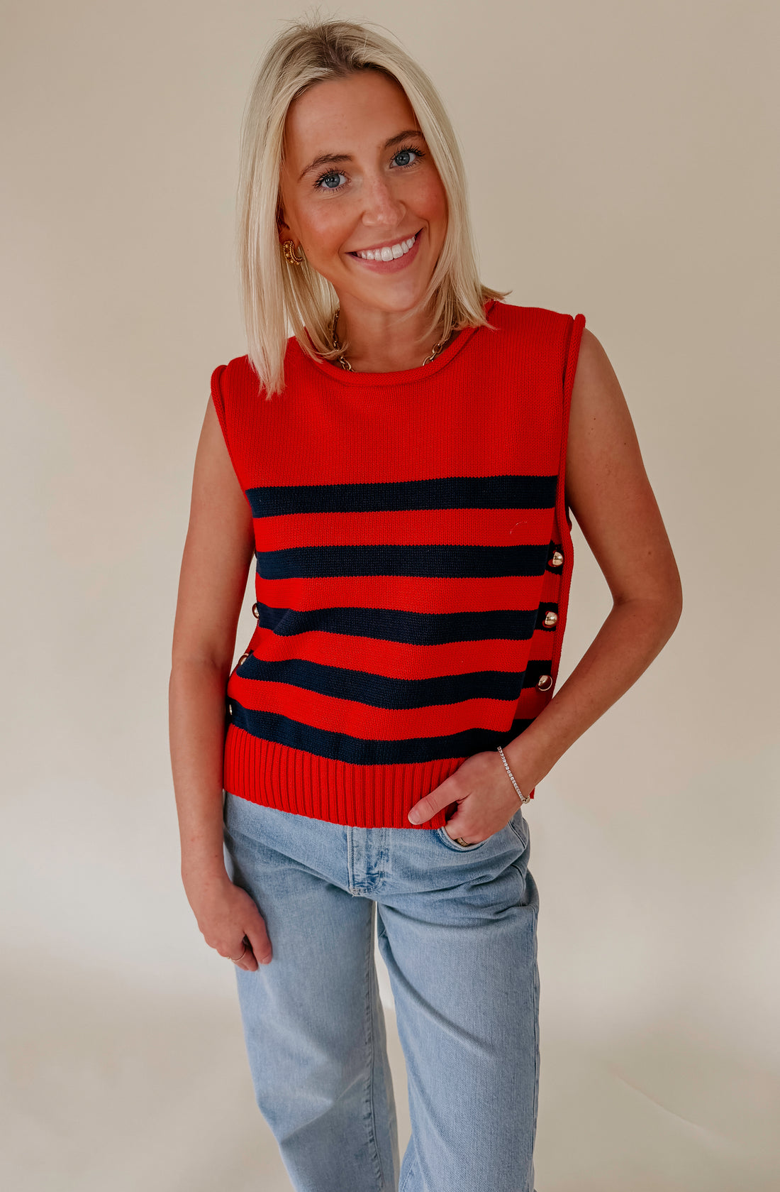 OFF COAST STRIPED SWEATER TANK
