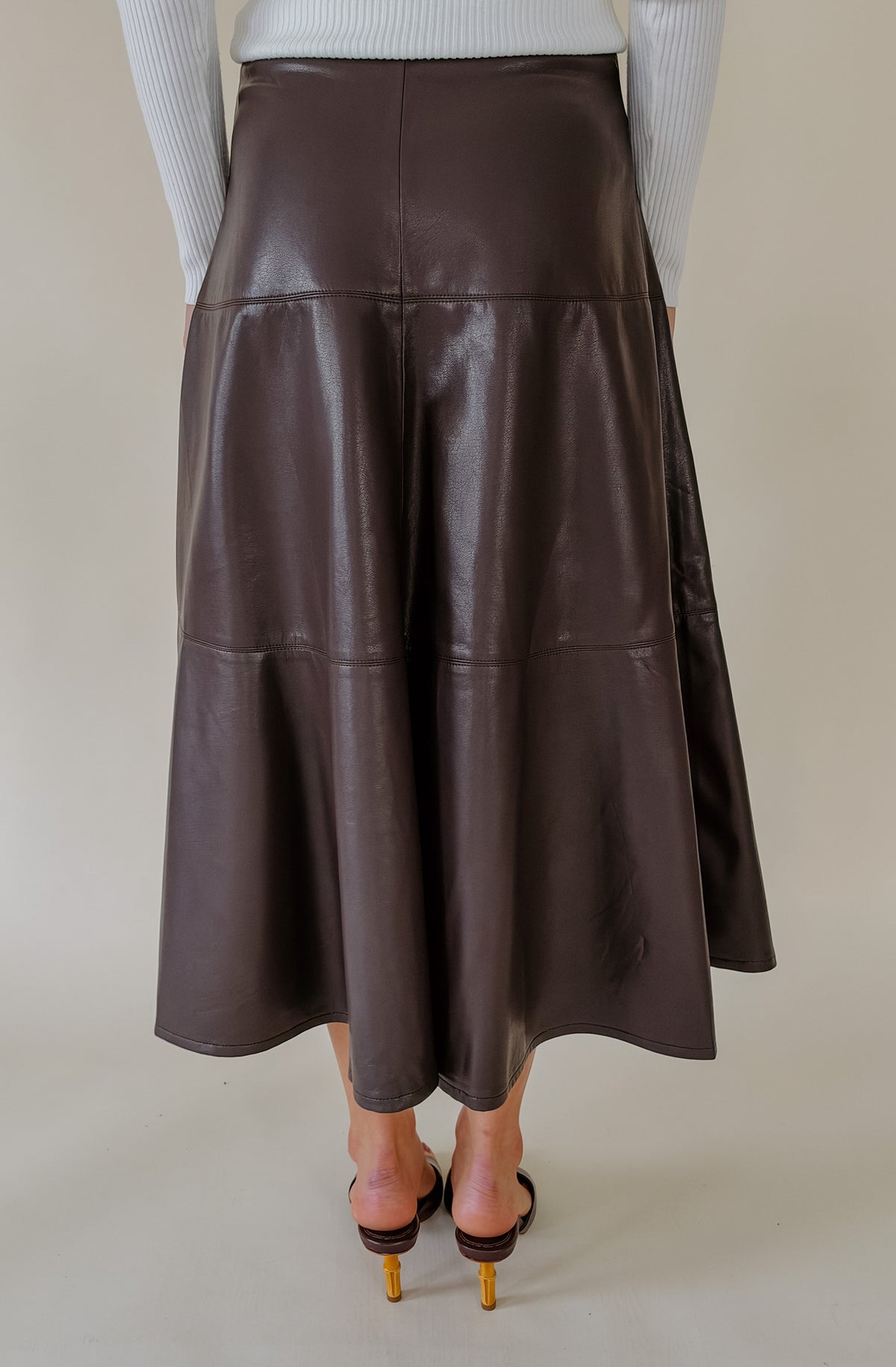 LUCY PARIS VI FAUX LEATHER MIDI SKIRT