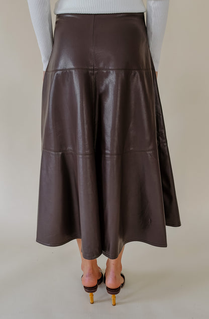 LUCY PARIS VI FAUX LEATHER MIDI SKIRT