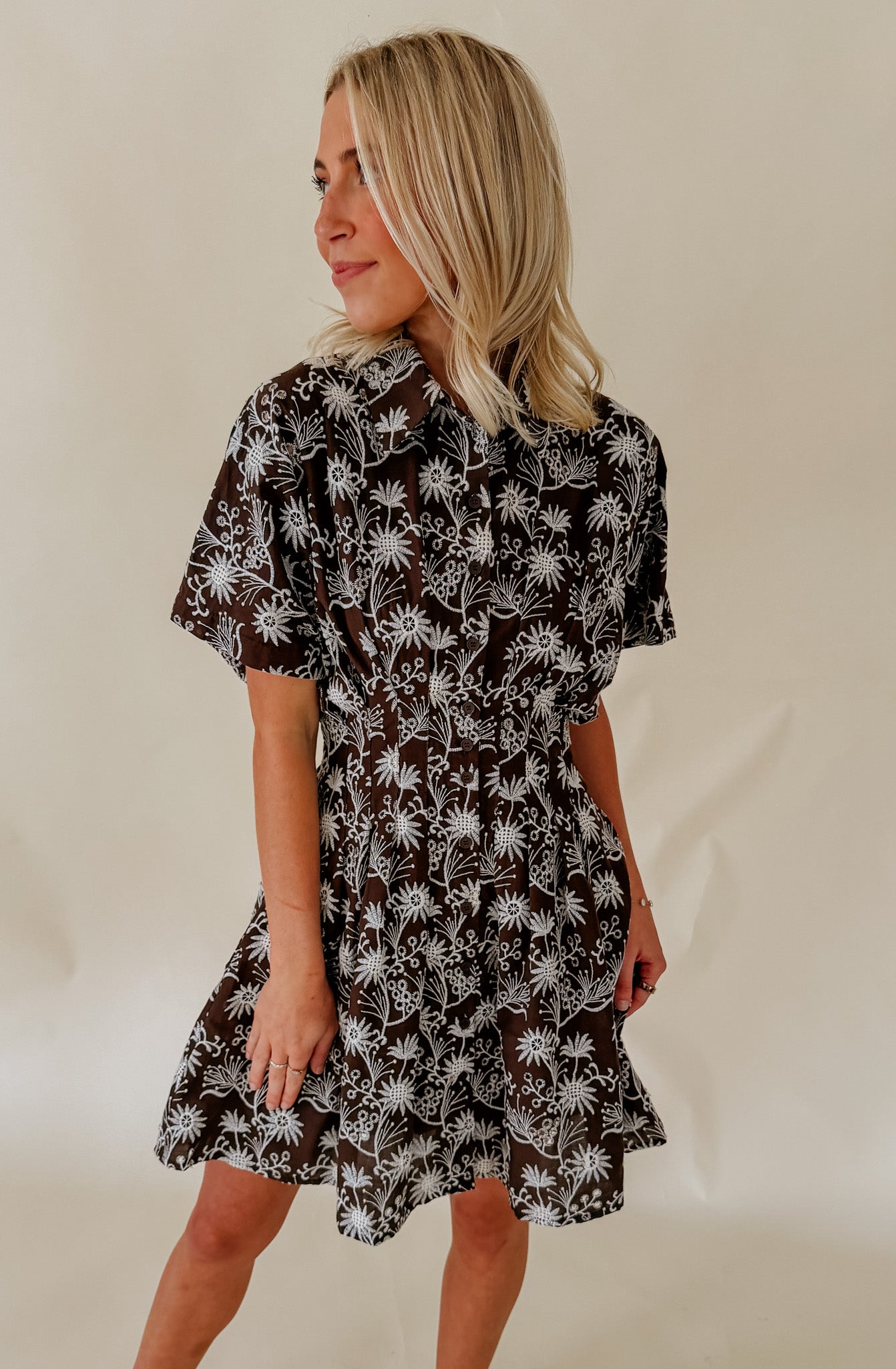 COCOA BLOOMS EMBROIDERED DRESS