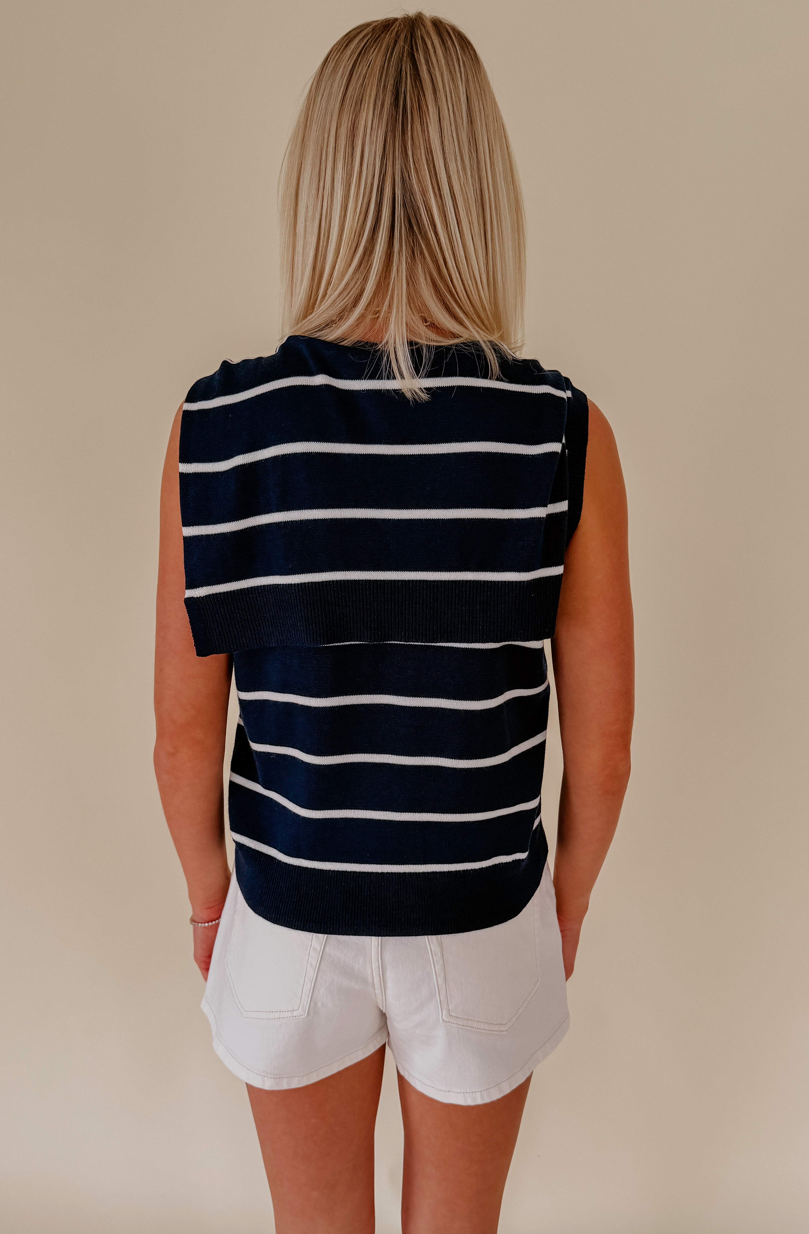 THE FINLEY STRIPED CROSSOVER KNIT TANK