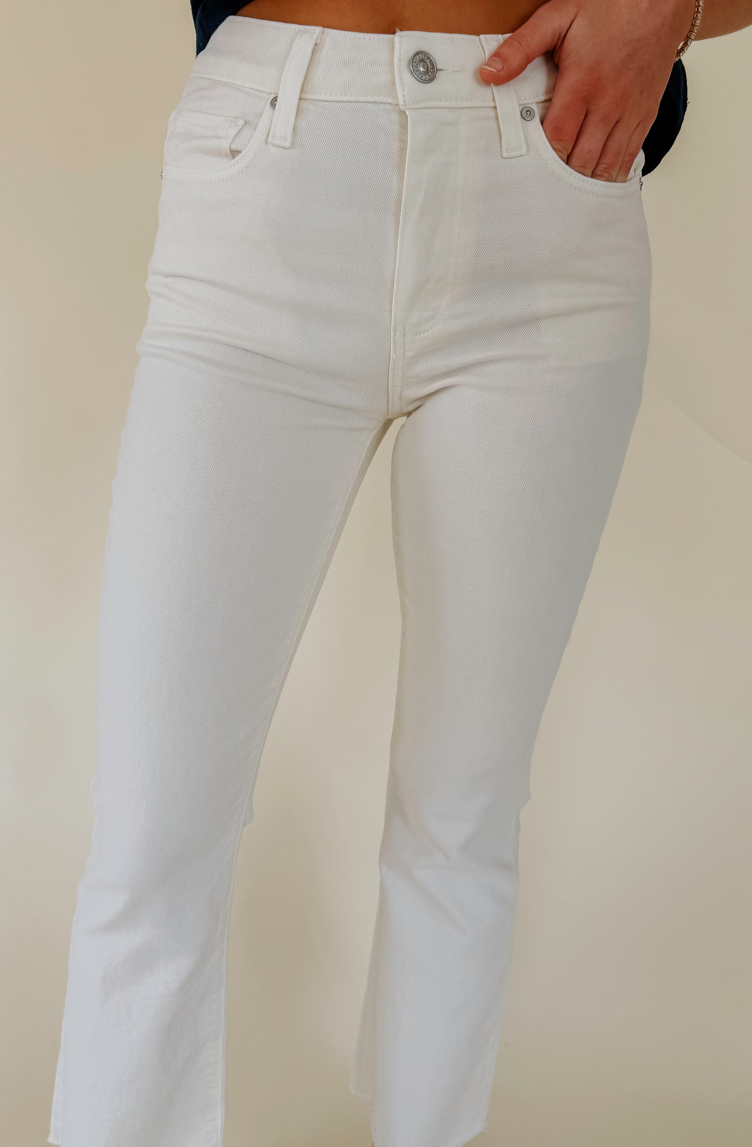 PAIGE MASON CROP BOOT DENIM IN CREAM CLOUD