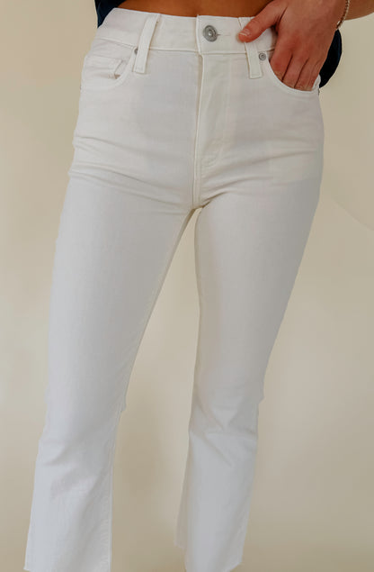 PAIGE MASON CROP BOOT DENIM IN CREAM CLOUD