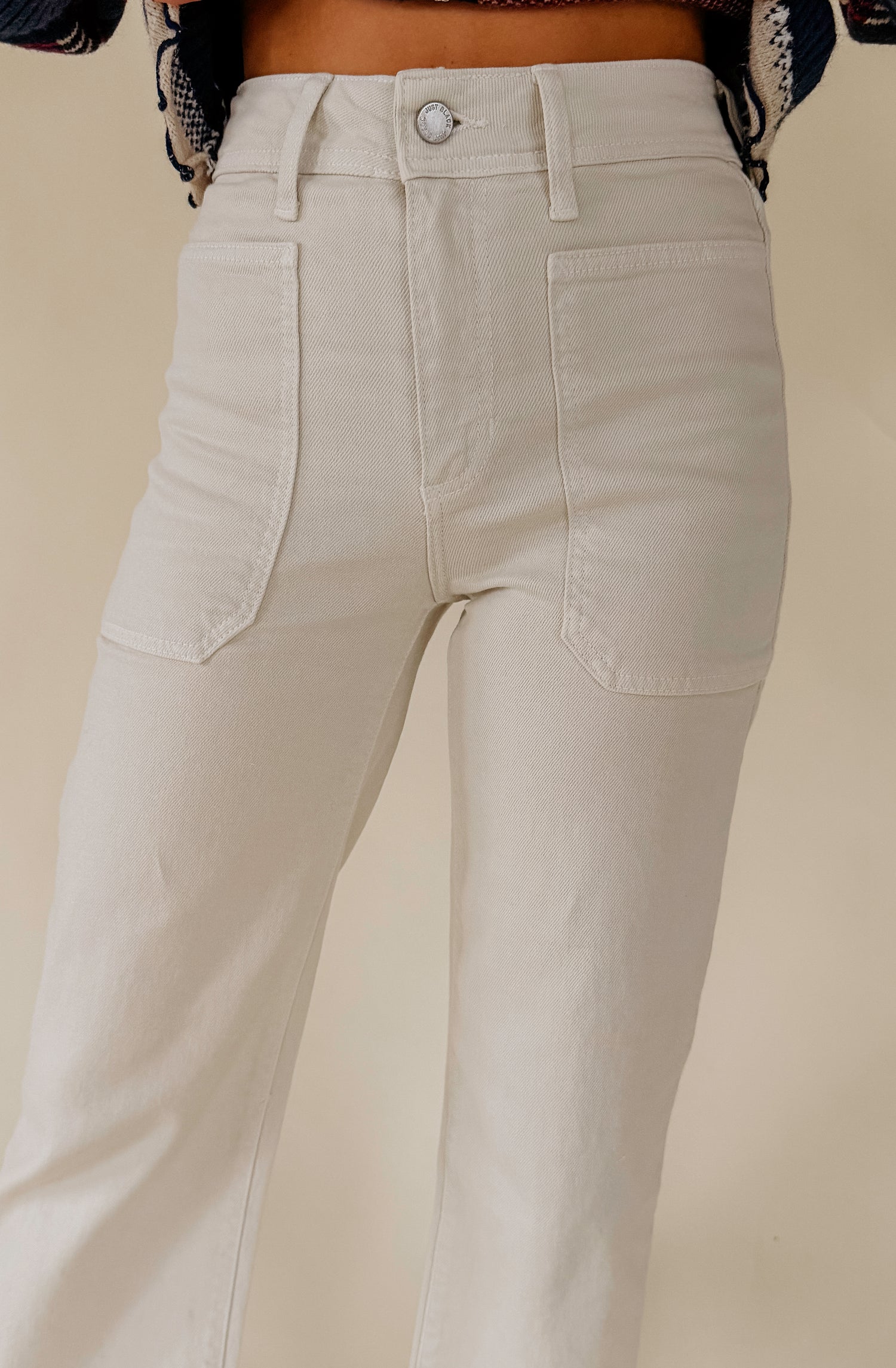 JUST BLACK HIGH RISE UTILITY WIDE LEG PANT