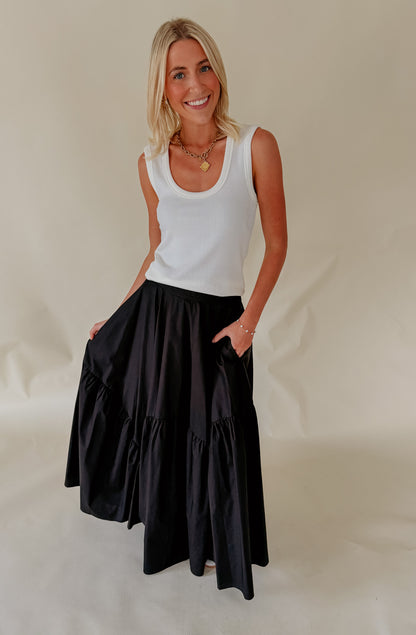 THE SIMONE POPLIN BLEND MIDI SKIRT