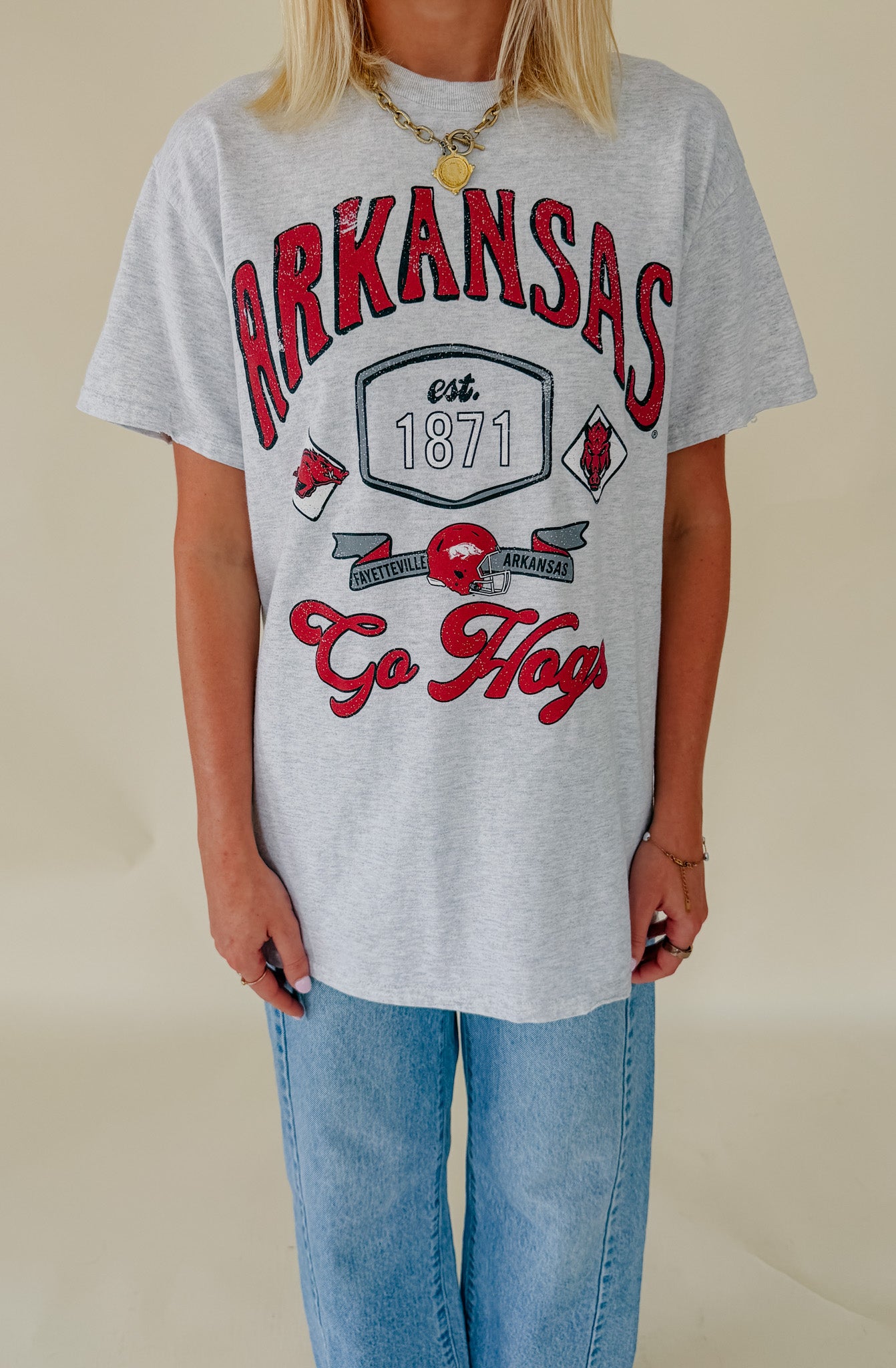 ARKANSAS 1871 GO HOGS OVERSIZED TEE