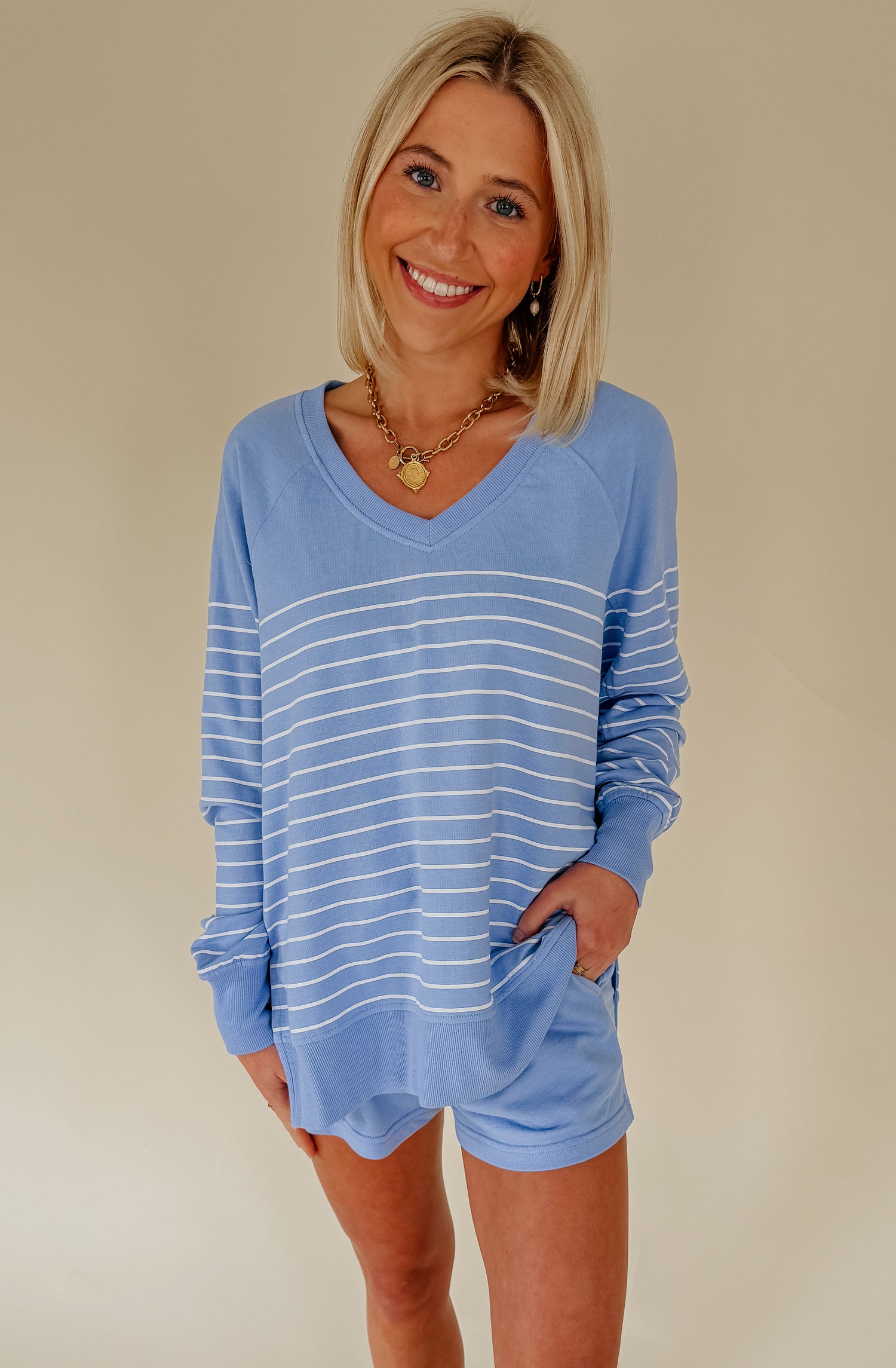 Z SUPPLY WEEKENDER STRIPE V NECK