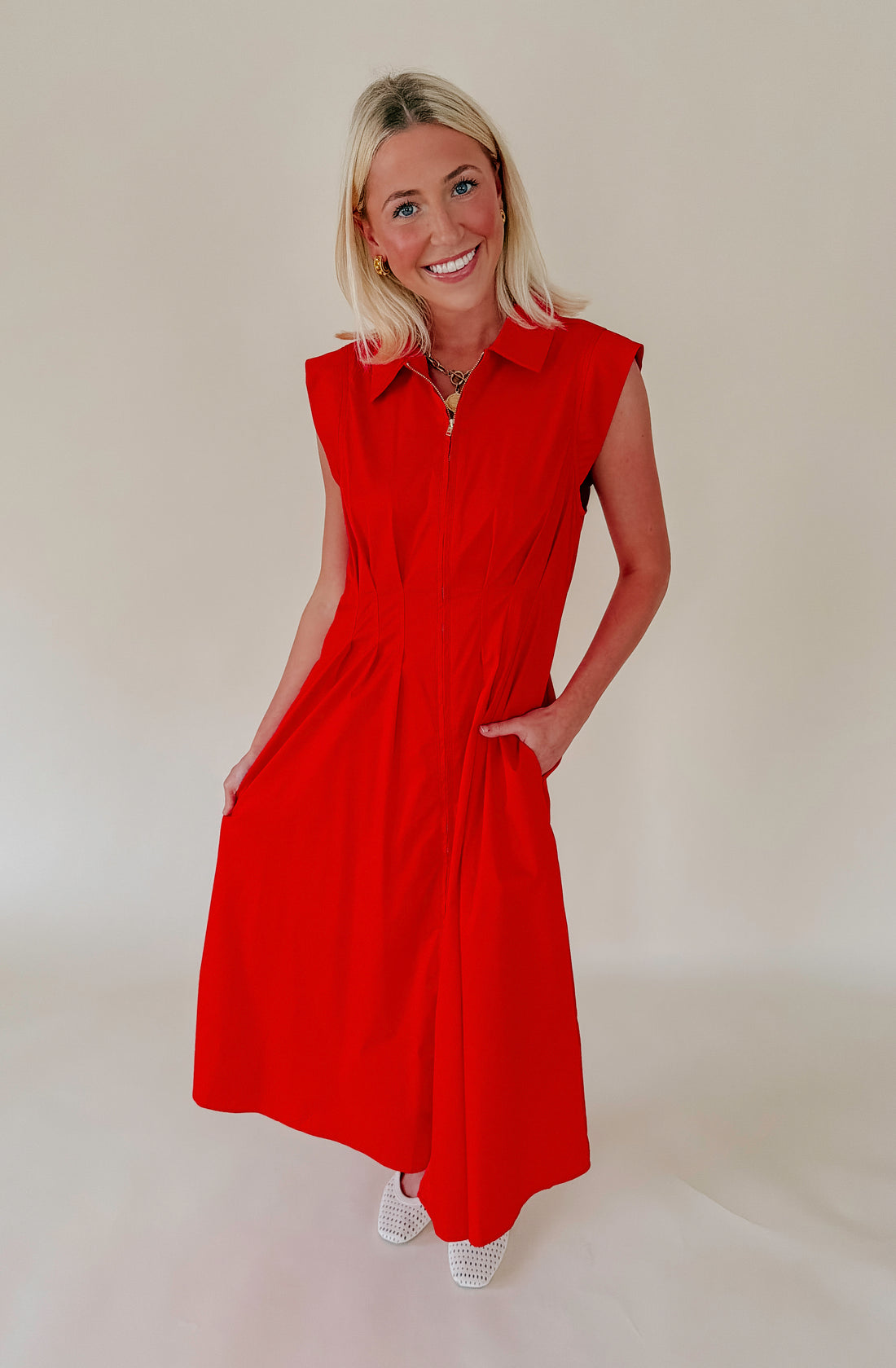 ON REPEAT PLEATED MIDI DRESS