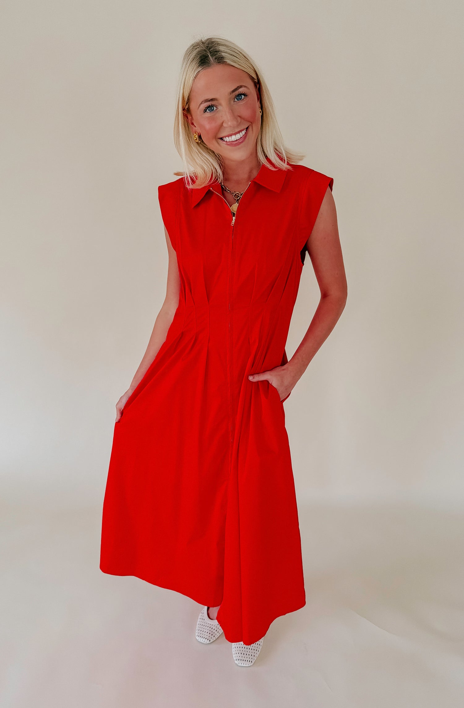ON REPEAT PLEATED MIDI DRESS