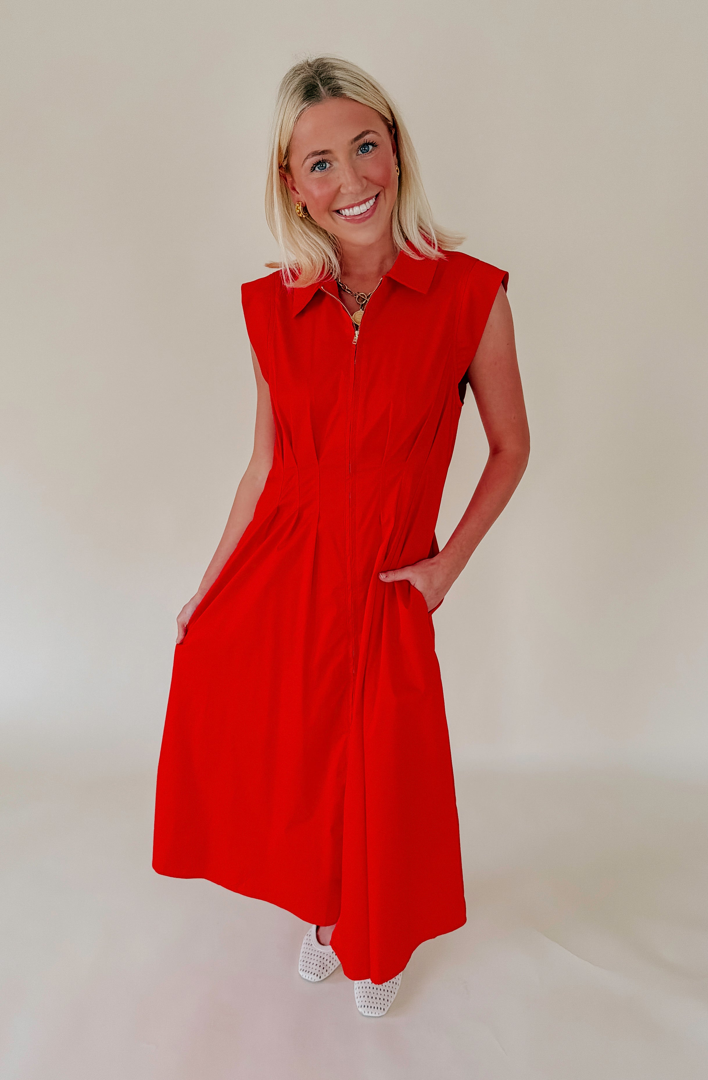ON REPEAT PLEATED MIDI DRESS