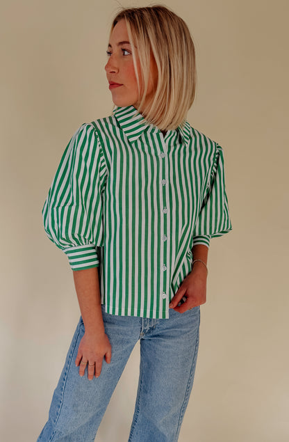 LUCKY STRIPES BUTTONED BLOUSE