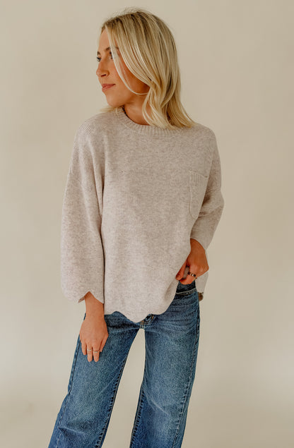 ON THE EDGE SCALLOPED SWEATER