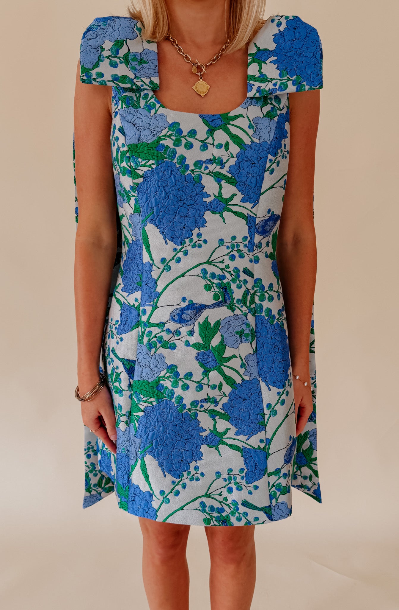 WILLOW FLORAL BOW DETAIL MINI DRESS