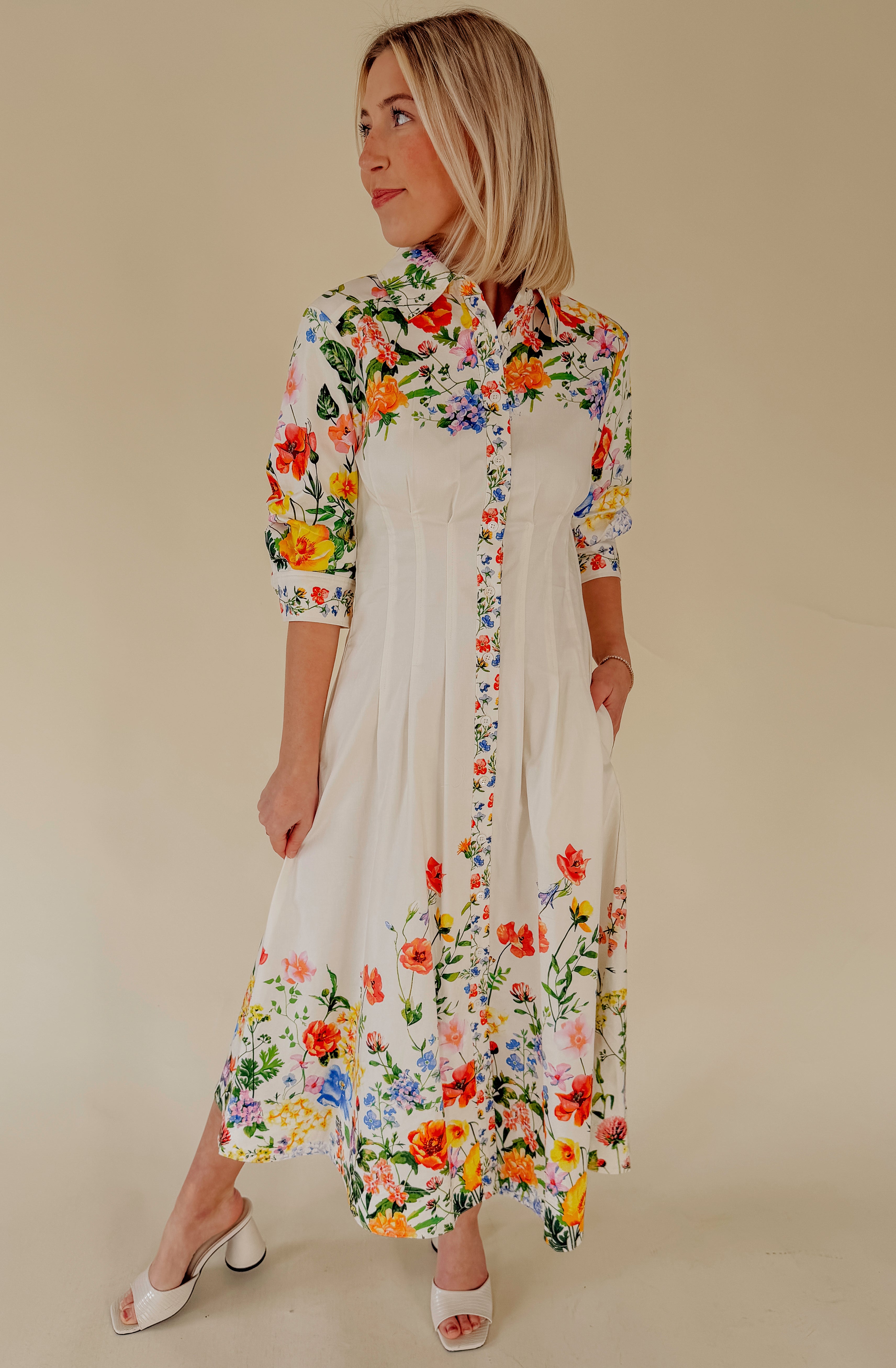 SHE DID THAT FLORAL MIDI DRESS