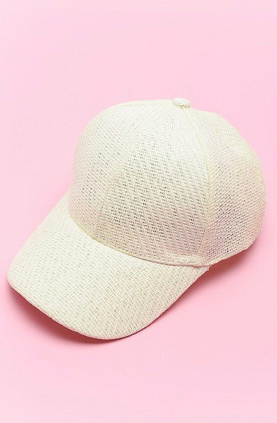 BEACH PLEASE WOVEN BASEBALL HAT