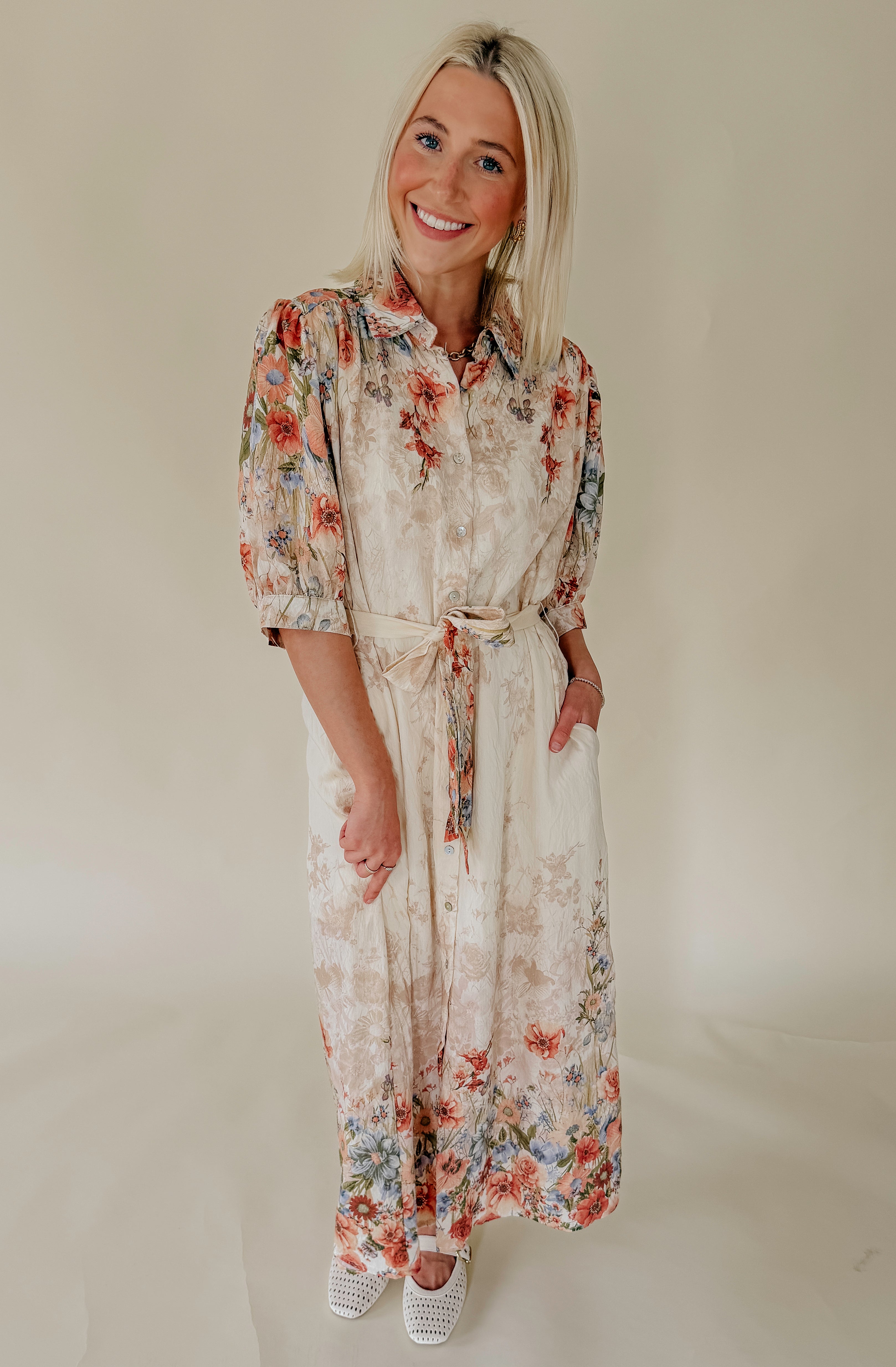 THE CAMERON BUTTONED MIDI DRESS