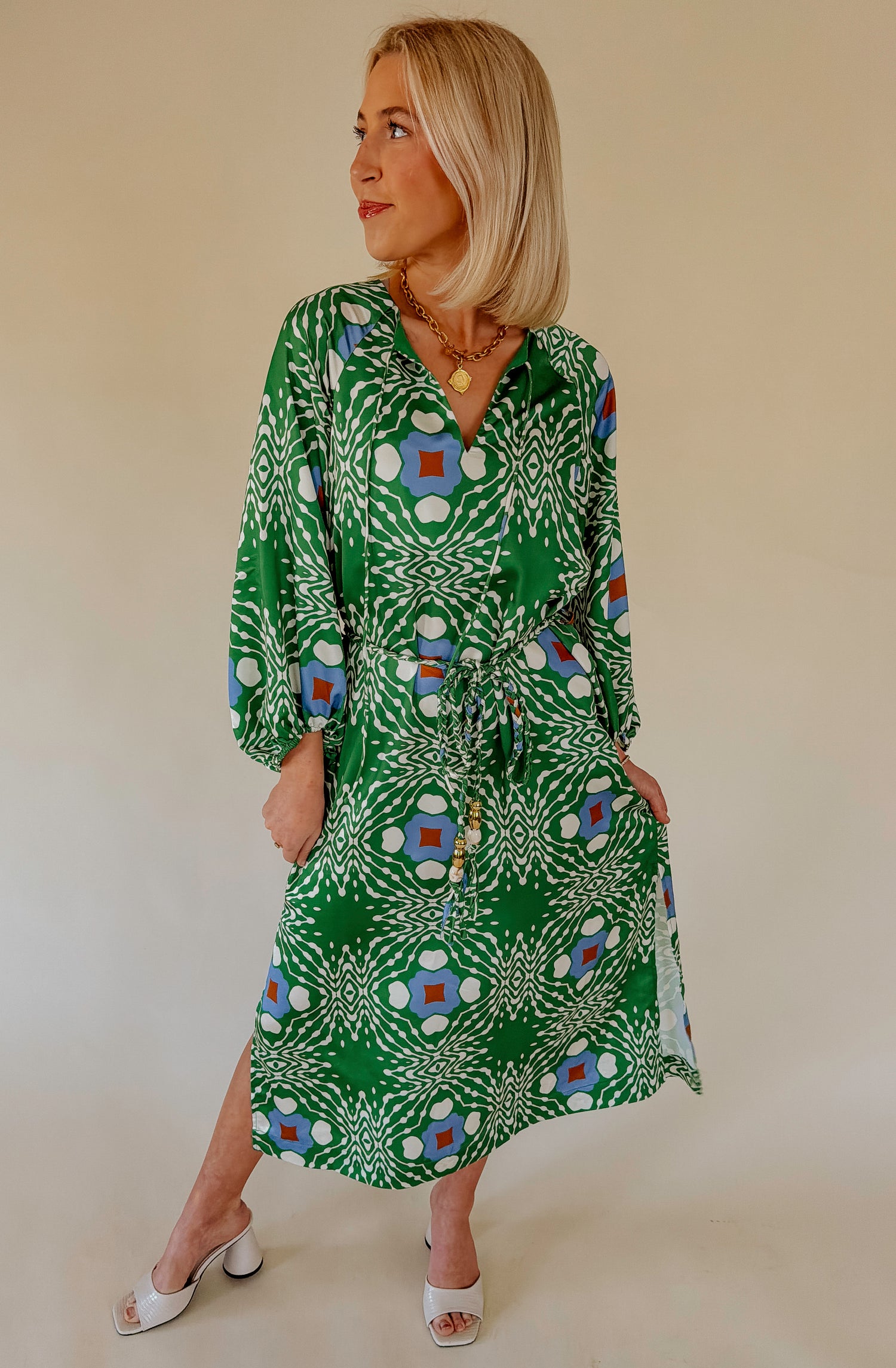 CIEBON JARDON GEO PRINT MIDI DRESS