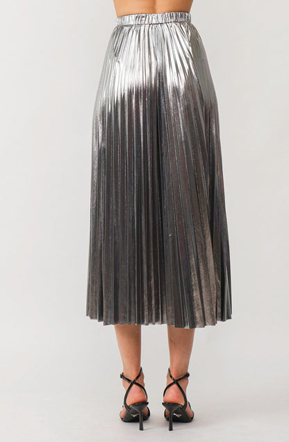 MIRRORBALL PLEATED MIDI SKIRT