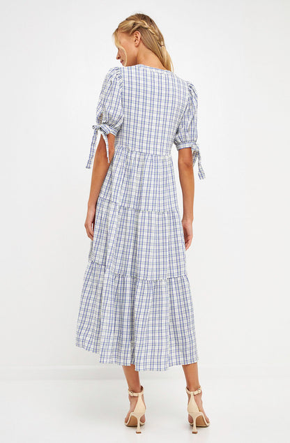 PLAID REPUTATION MIDI DRESS