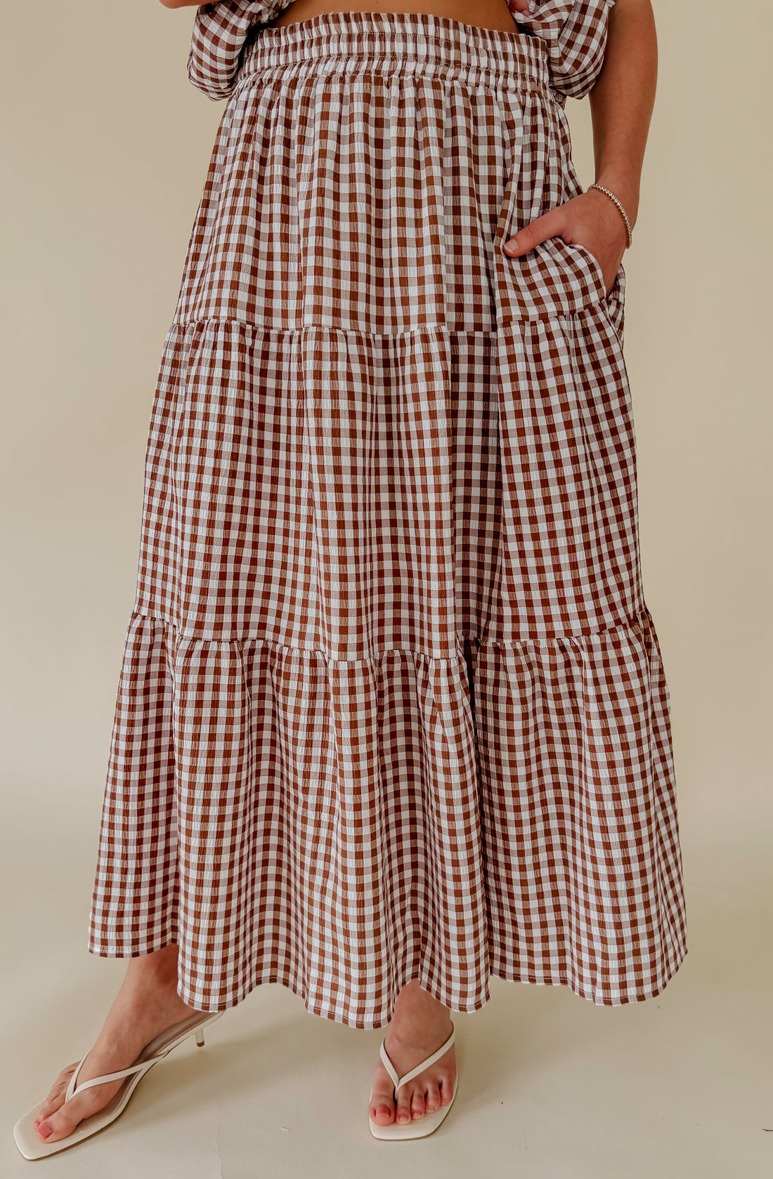 PLAID TO MEET YOU GINGHAM MIDI SKIRT