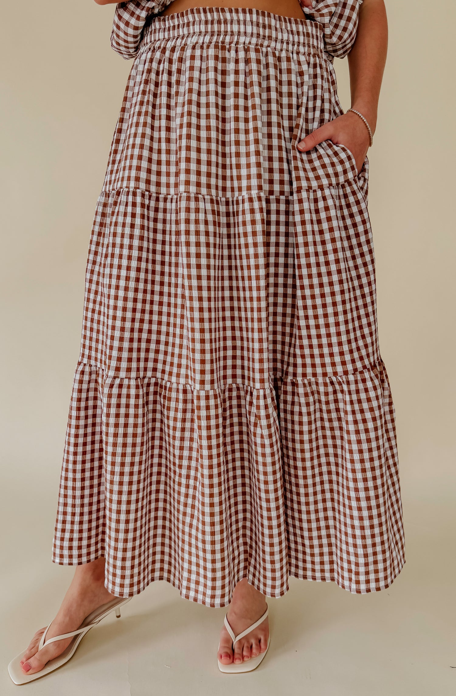 PLAID TO MEET YOU GINGHAM MIDI SKIRT