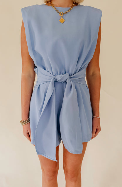 SOMETHING BLUE TIE ROMPER