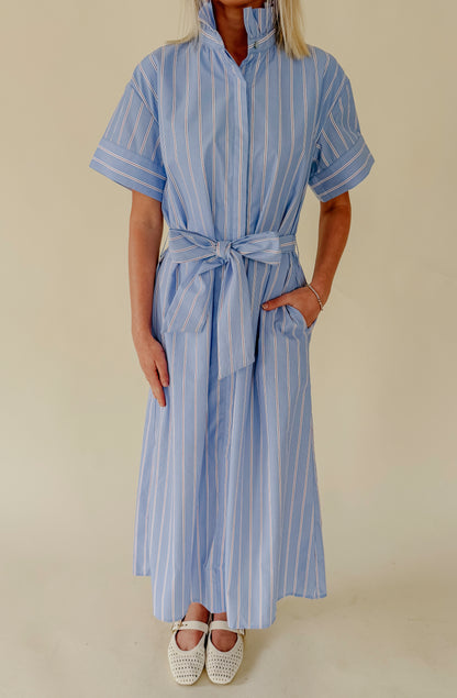 THE PRESLEY BUTTONED POPLIN MIDI DRESS