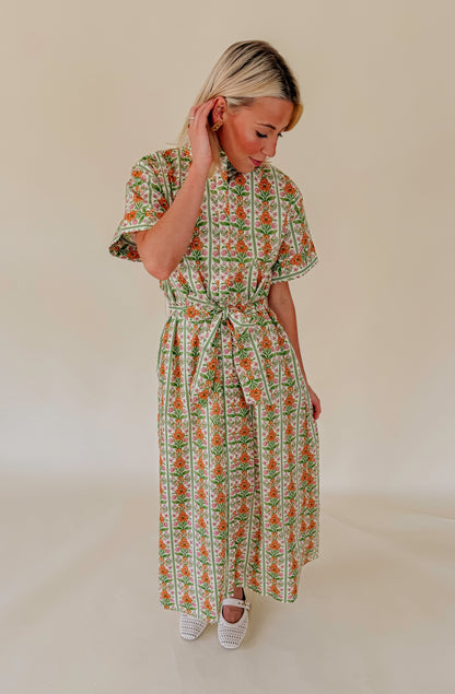 GARDEN PARTY BUTTONED MIDI DRESS