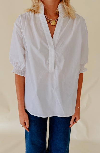 THE FRANCES POPLIN BLEND BLOUSE
