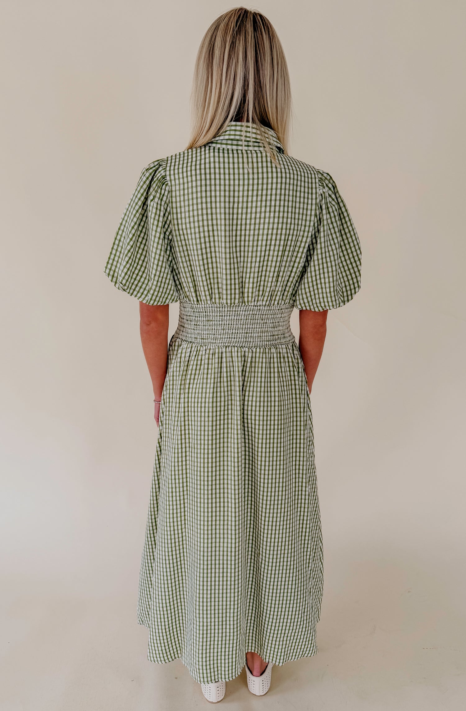 WAY TO GO PLAID MIDI DRESS