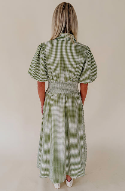 WAY TO GO PLAID MIDI DRESS