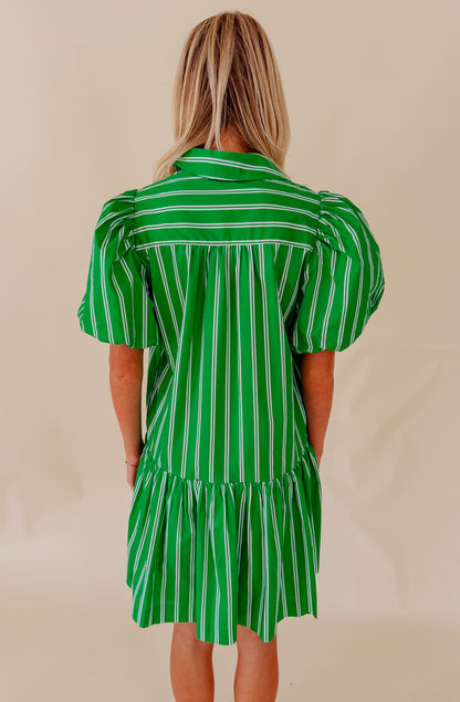 MINT TO BE STRIPED POPLIN BLEND MINI DRESS