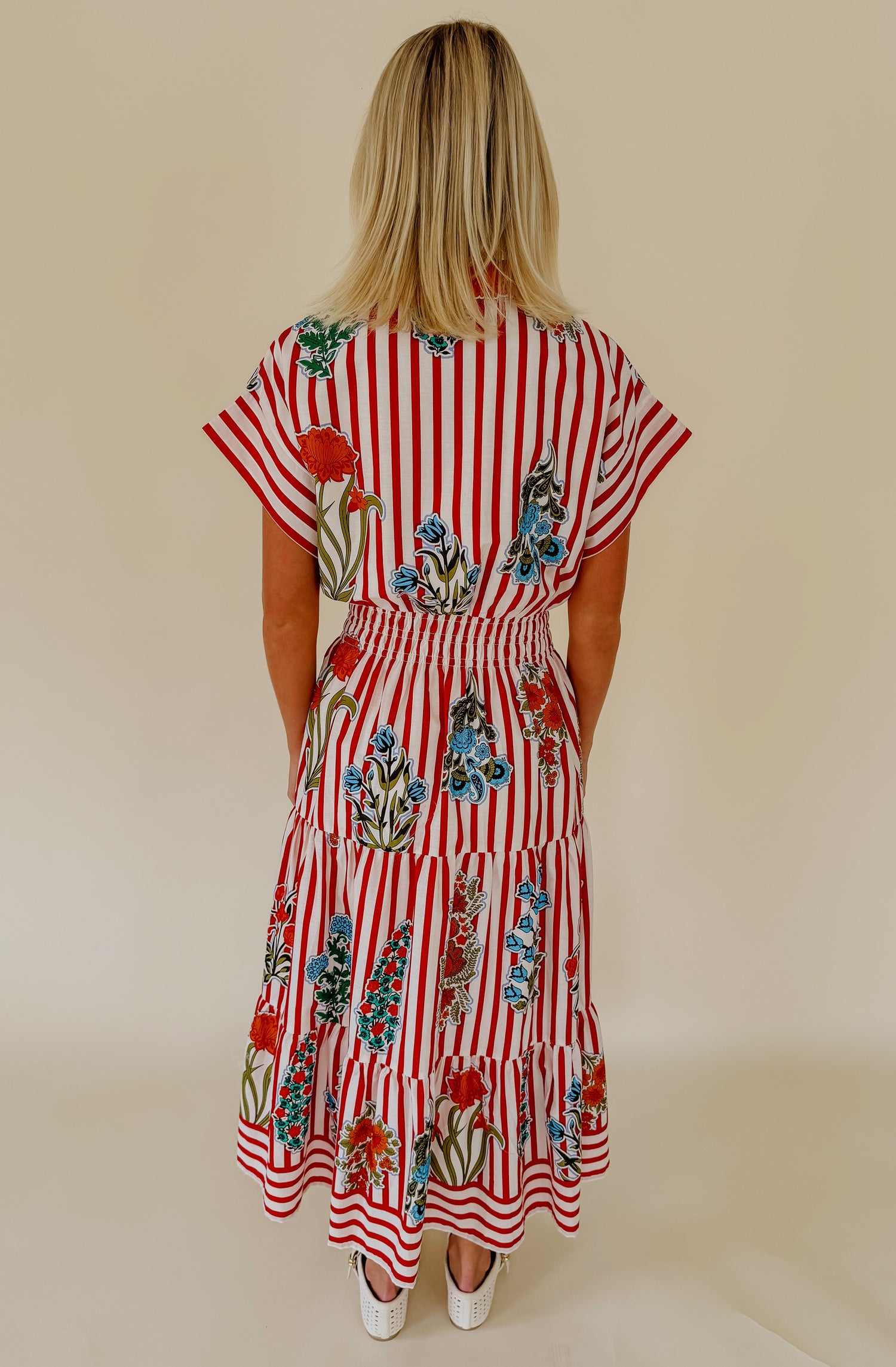 PUERTO RICO COLLARED MIDI DRESS