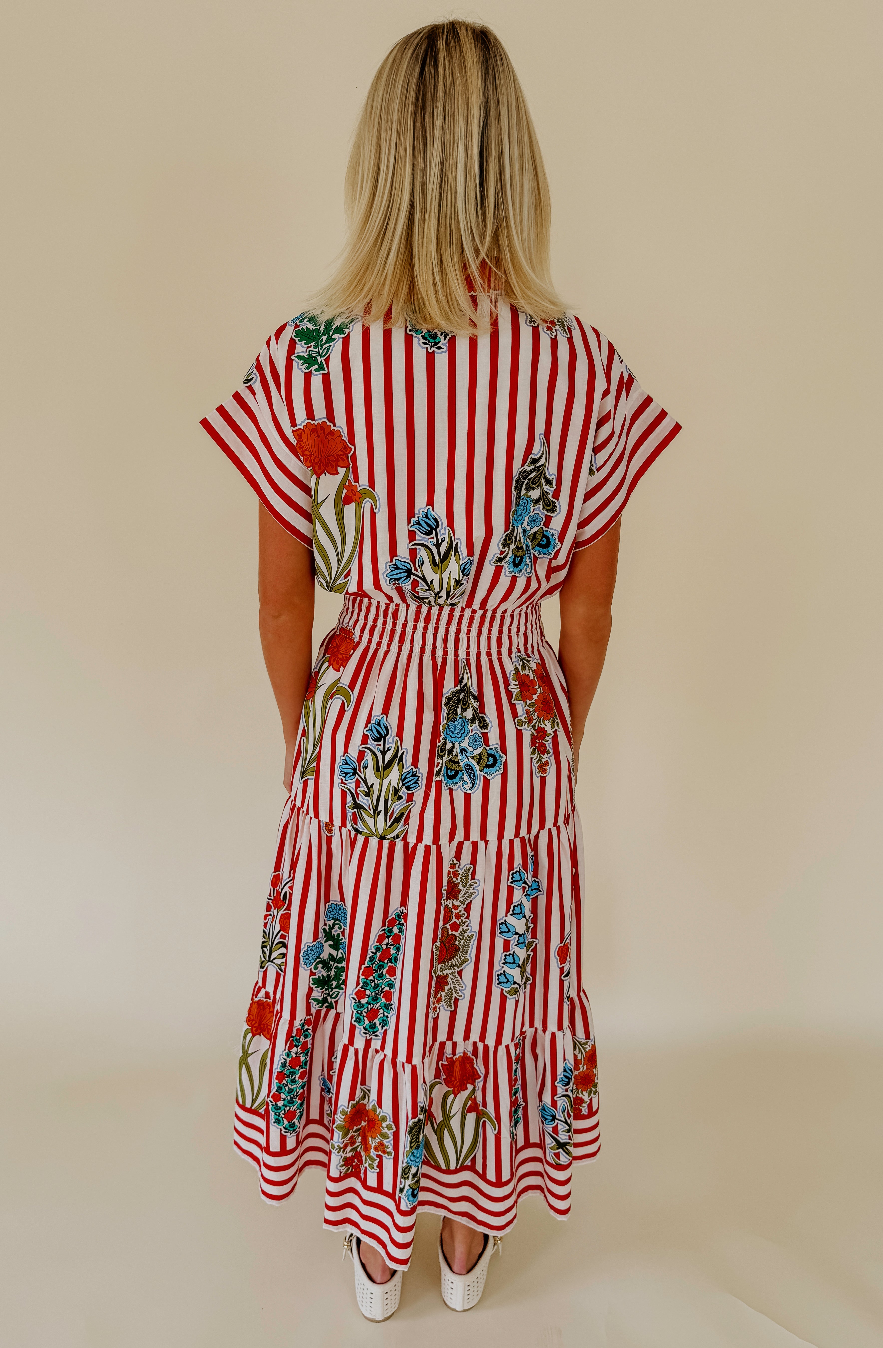 PUERTO RICO COLLARED MIDI DRESS