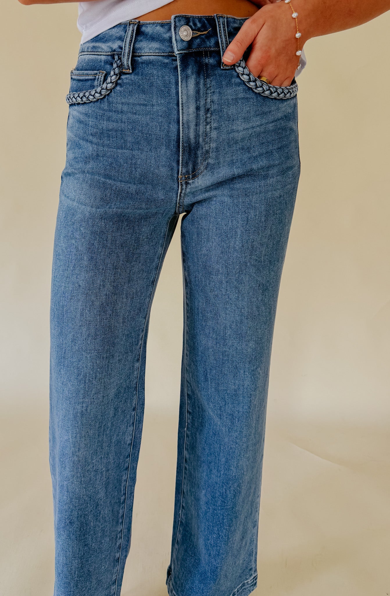 PAIGE ANESSA 31" WITH BRAIDED POCKET EDGE DENIM