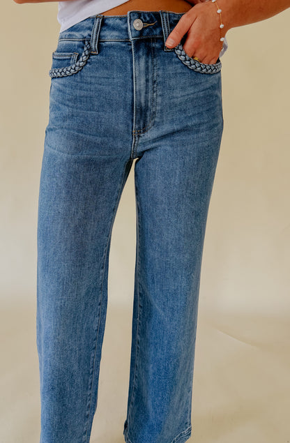 PAIGE ANESSA 31" WITH BRAIDED POCKET EDGE DENIM