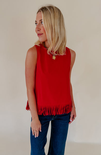 RUFFLE SOME FEATHERS FRINGE BLOUSE