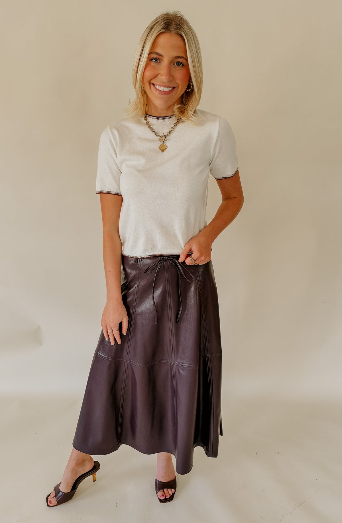 FRNCH MOKPO FAUX LEATHER SKIRT