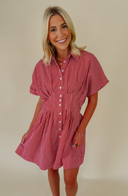PLAY IT BY EAR BUTTONED MINI DRESS
