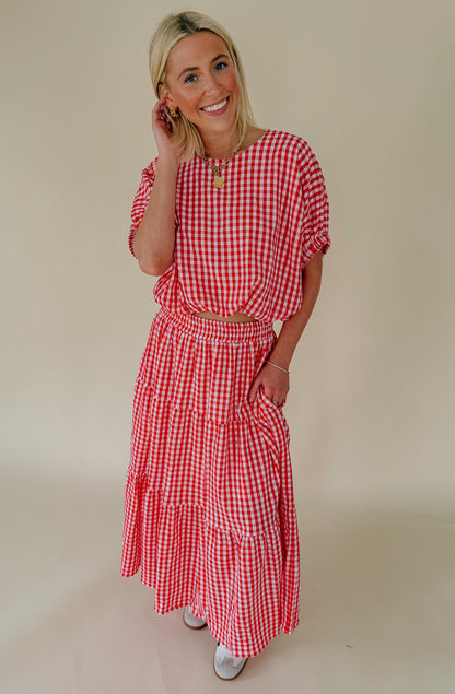 PLAID TO MEET YOU GINGHAM TOP
