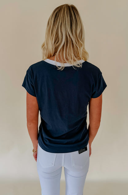 Z SUPPLY MODERN COLORBLOCKED V NECK TEE